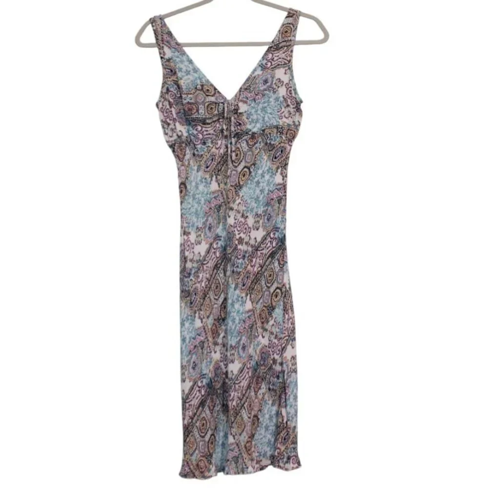 Vintage Y2K 90s Babydoll Dress Medium Multicolor Paisley Grunge Dainty Flowy - Picture 8 of 12